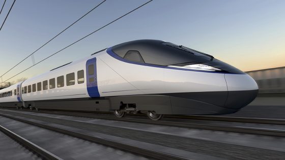 Artists impression of an HS2 train from the side
