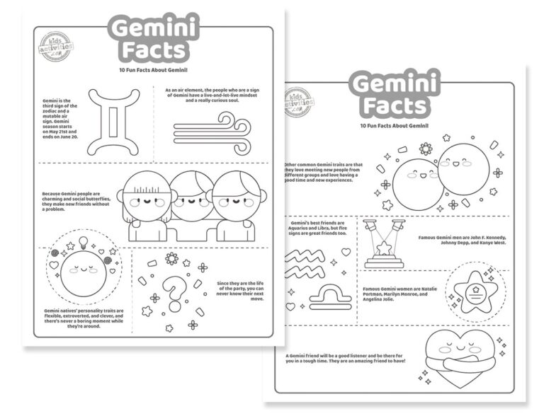 Gemini Facts Coloring Pages Facebook