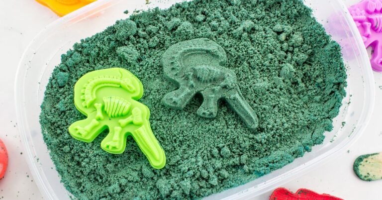 dinosaur skeletons made with moon sand